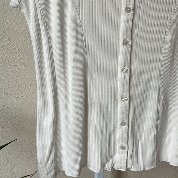 Soft Surroundings Roma pretty off white ribbed comfy top - Picture 4 of 6